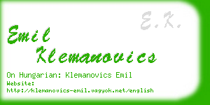 emil klemanovics business card